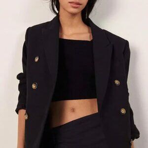 BA&SH Black Cesar Double-Breasted Blazer Jacket XS